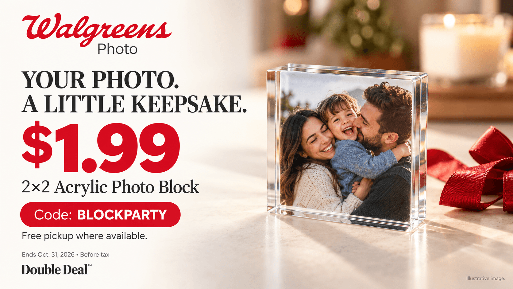 Walgreens 2x2 Acrylic Photo Block for $1.99 With Code