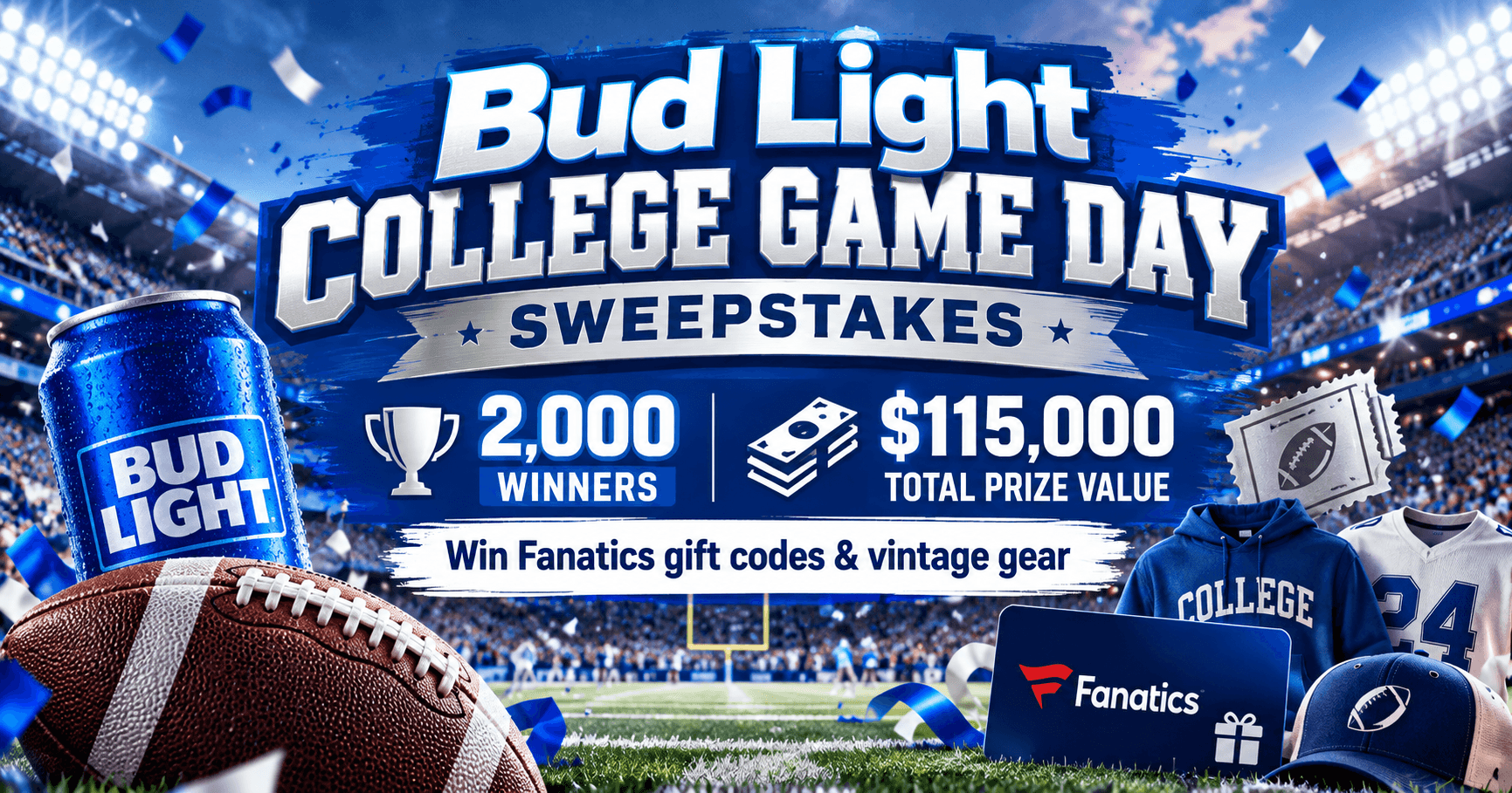 Bud Light x College Upgrade Your Game Day Sweepstakes – 2,000 Winners