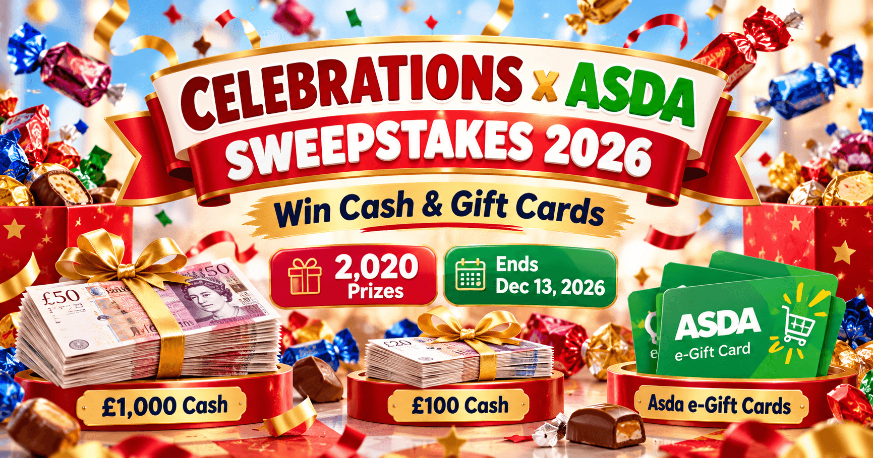 Celebrations x Asda Sweepstakes 2026 – Win Cash & Gift Cards