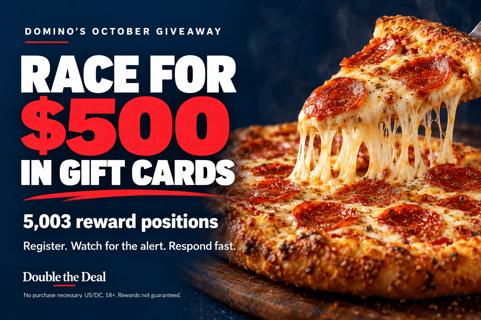 Domino’s October Giveaway: Race for $500 in Gift Cards