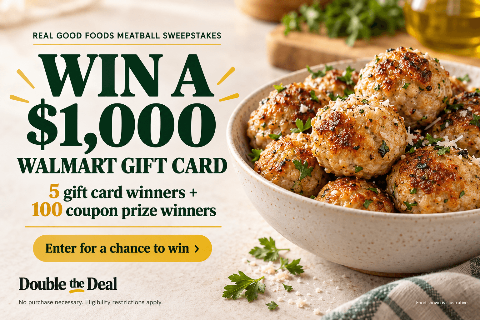 Real Good Foods Meatball Sweepstakes: Win a $1,000 Walmart Gift Card