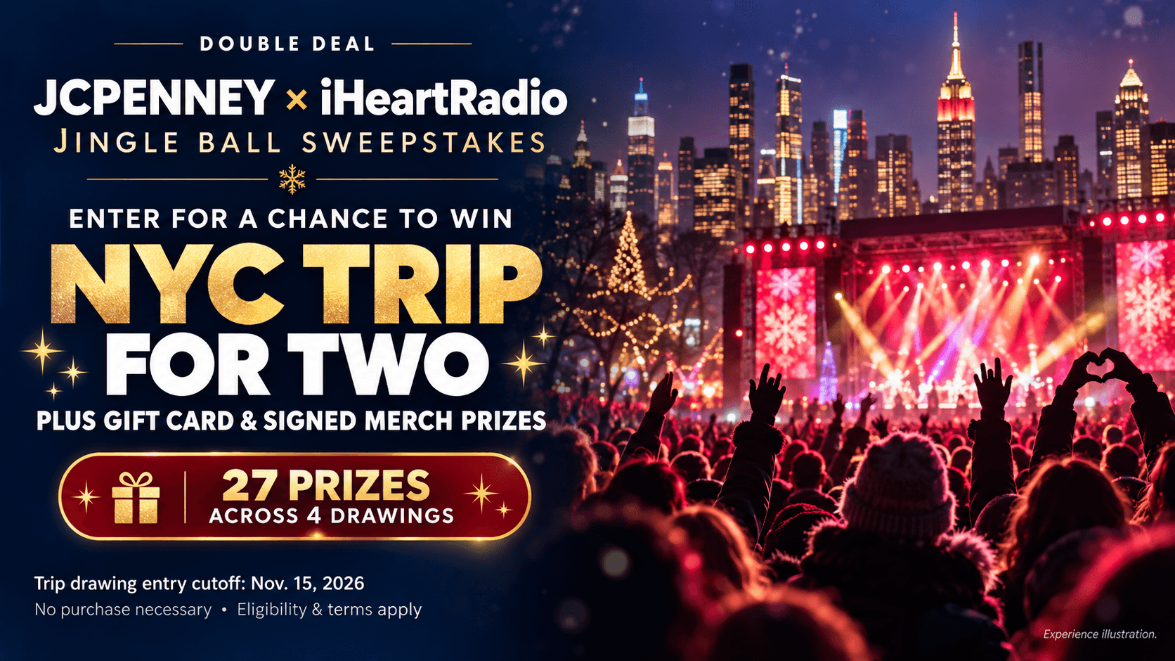 JCPenney iHeartRadio Jingle Ball Sweepstakes 2026: NYC Trip & Gift Cards