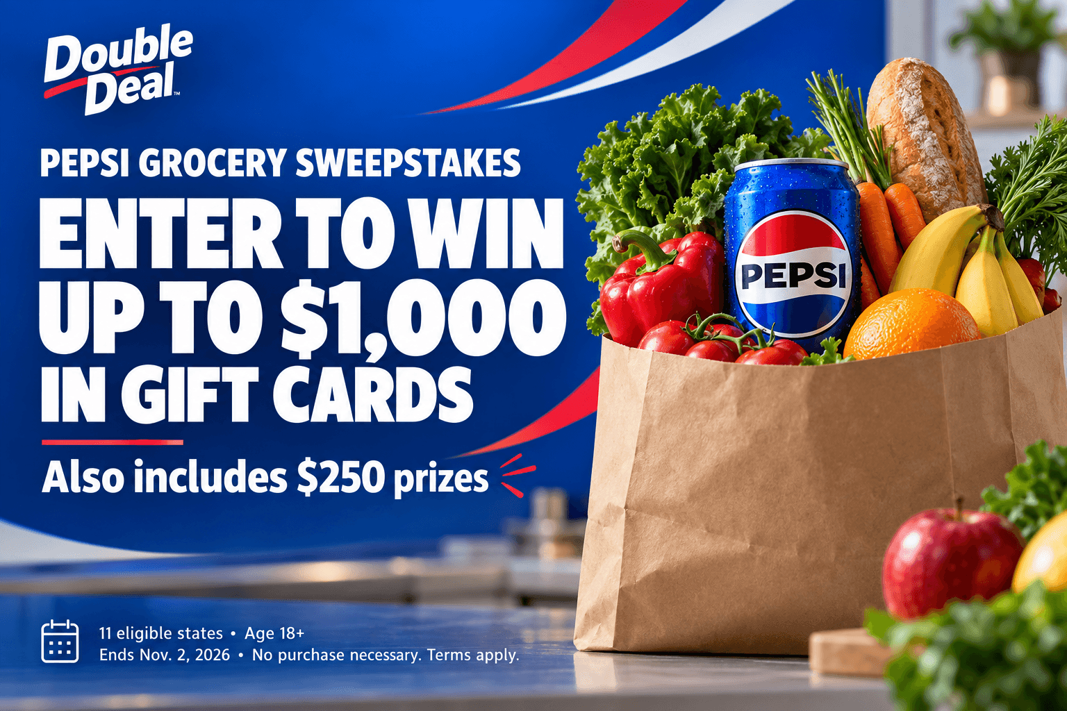 Pepsi Grocery Gift Card Sweepstakes 2026: Win Up to $1,000
