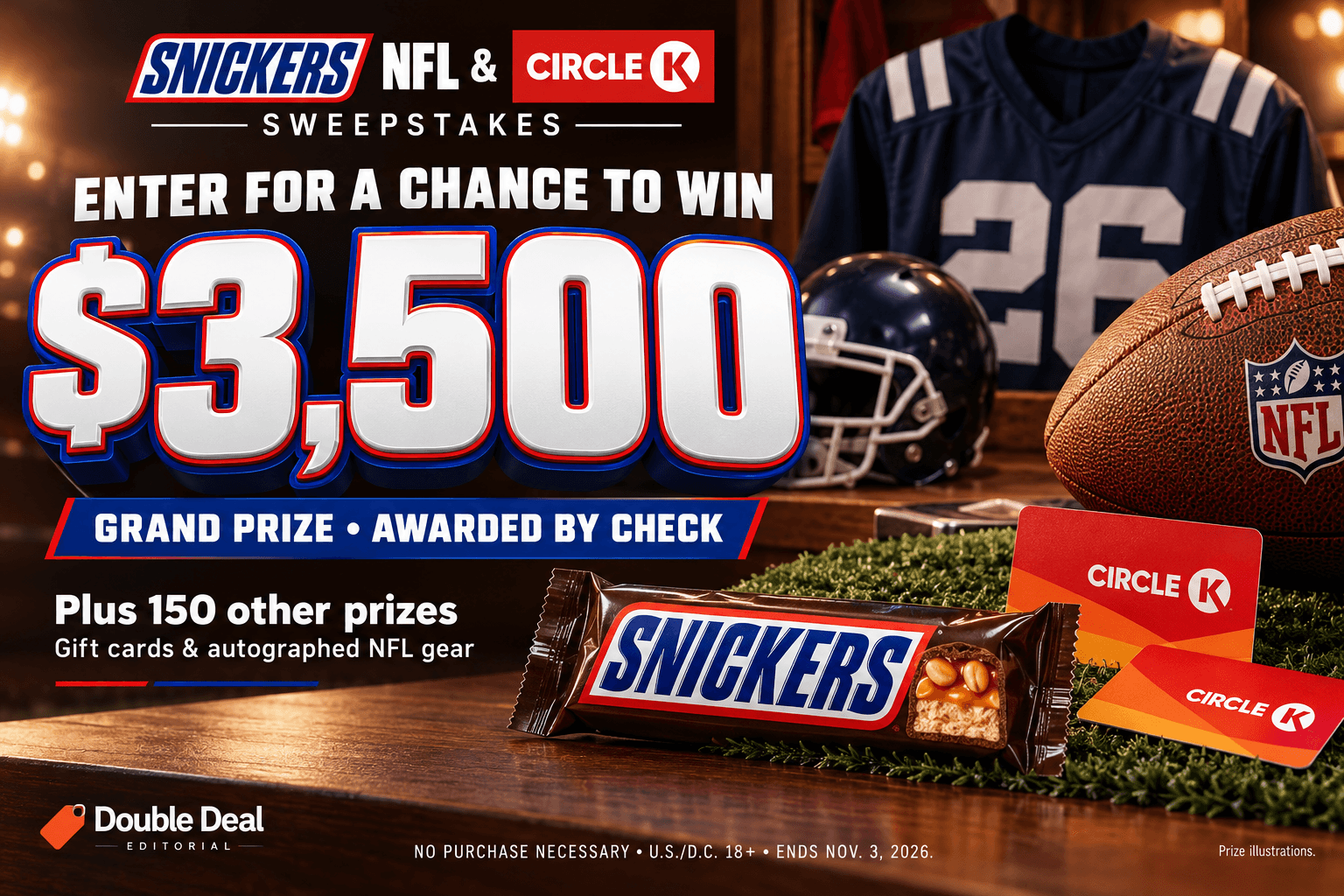SNICKERS NFL & Circle K Sweepstakes 2026: Win $3,500